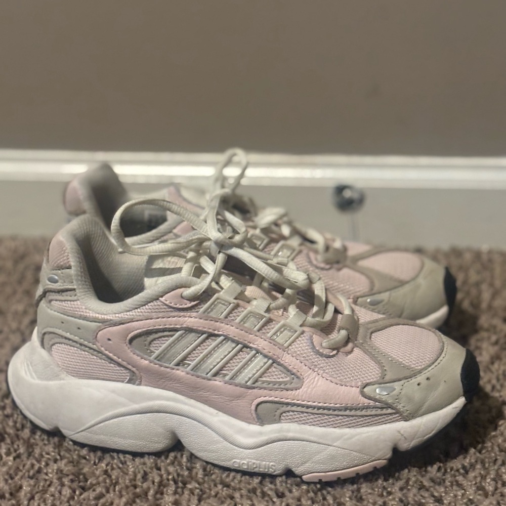 adidas Women's Pink and White Sneakers